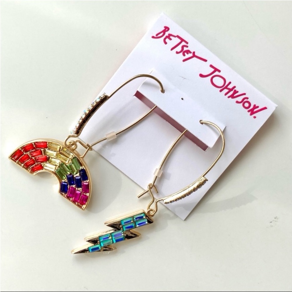 Betsey Johnson Rainbow & Lightning Bolt Earrings NWT - Picture 6 of 13